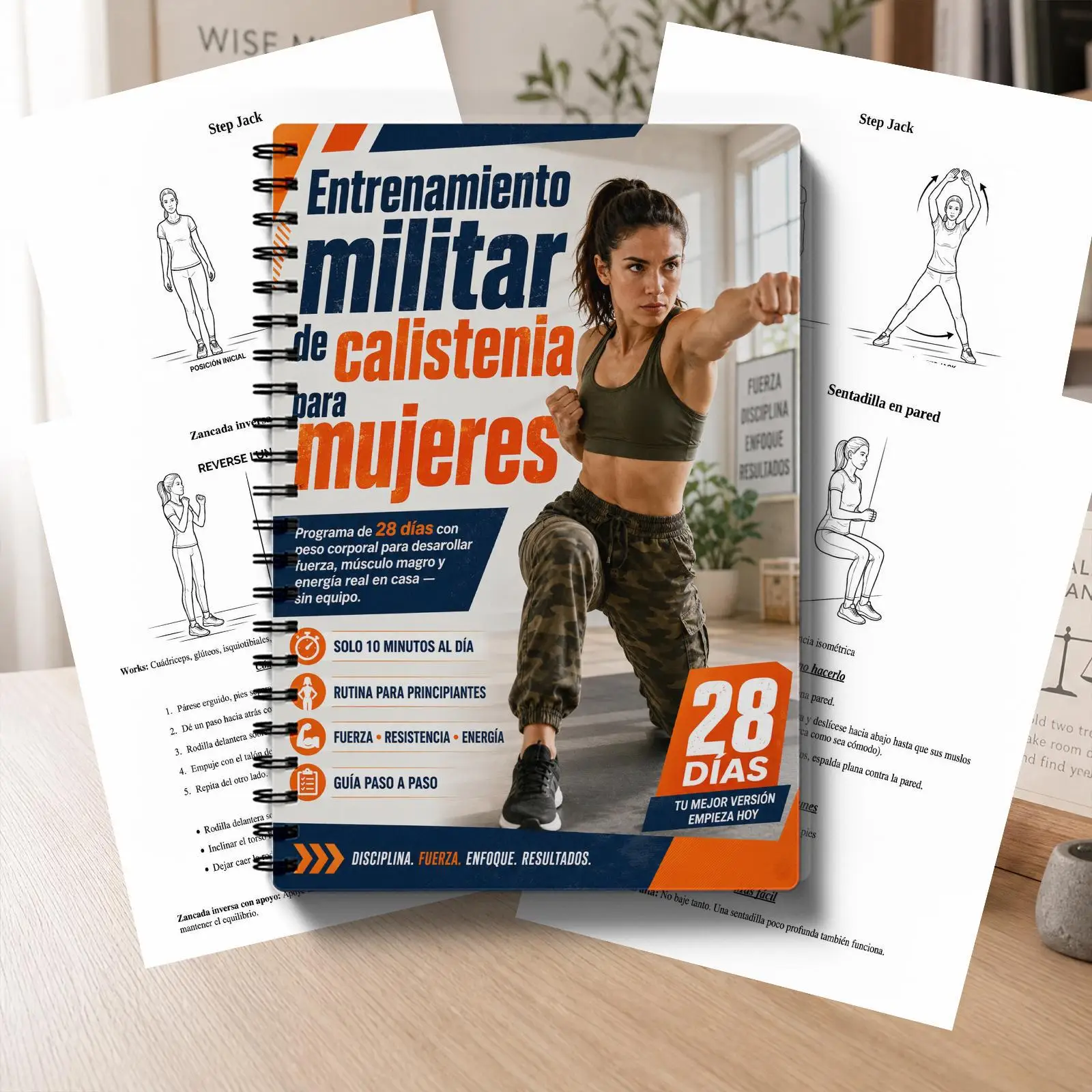 Spanish Version Women Military Style Fitness Training Guide Book Tactical Workout Manual Home Exercise Training Handbook