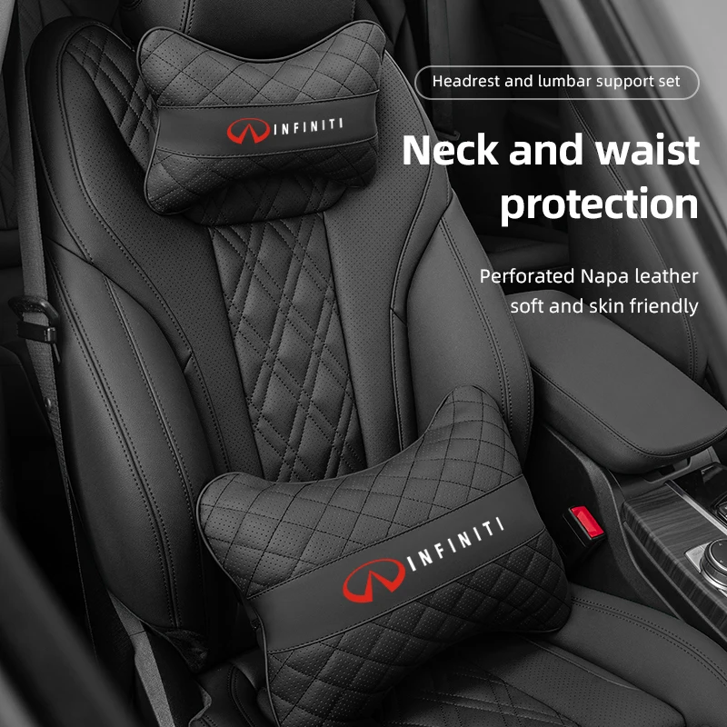 Almohada para el cuello del asiento del coche, reposacabezas, cojín de soporte Lumbar para la cintura para Infiniti QX55 QX50 QX60 QX80 Q50 Q70L Q60 Q30 Q70 QX70 QX30 FX37