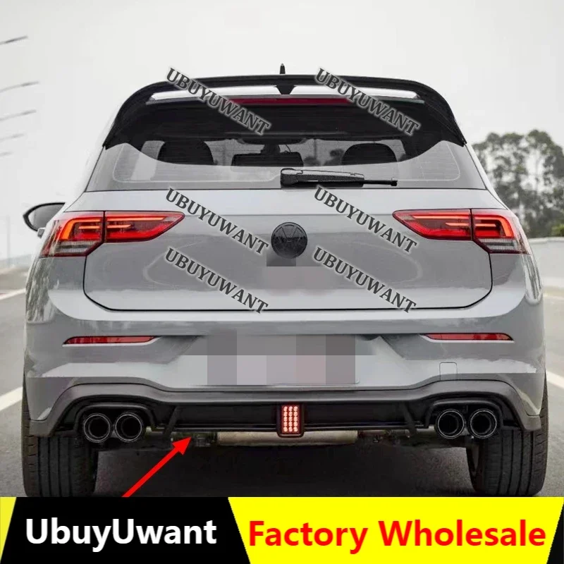 For Volkswagen GOLF 8 MK8 Pro /R-line /GTi /R 2020-2024 Car Rear Bumper Diffuser WITH RED LIGHT Rear Side Splitter Spoiler Lip