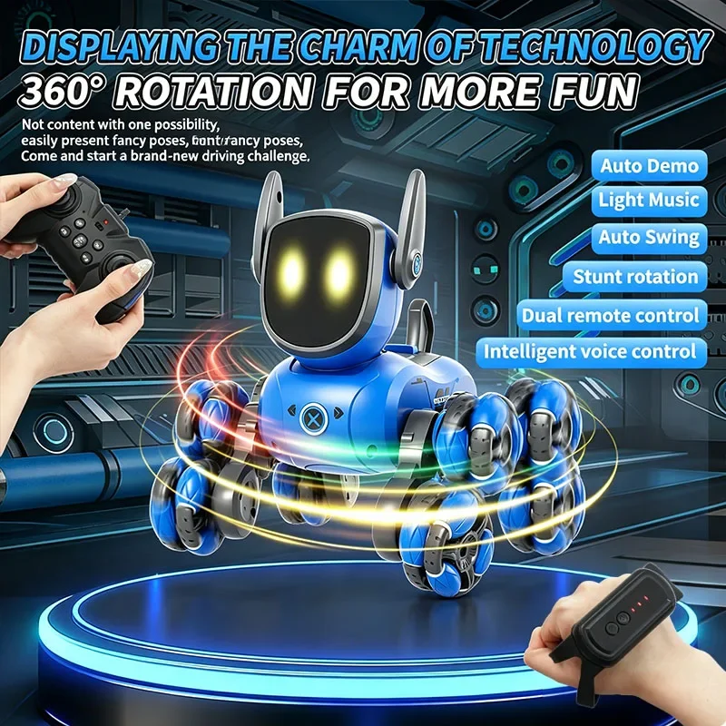 

JJRC Q200 2026 RC Robot Stunt Dog Toy with Eight Wheels Gesture Detection & Voice Interaction Multifunctional for Kids & Adults