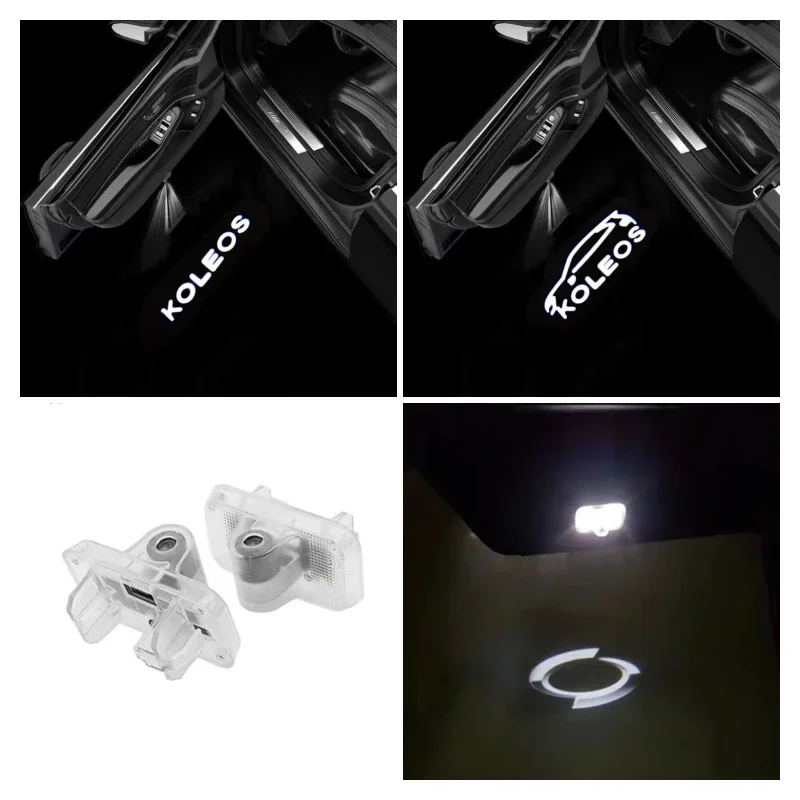 2X Led Car Door Logo Light HD Laser Welcome Lamps For Renault Koleos 2007-2010 2012 2013 2014 2015 2016 2017 2018-2024Car Goods