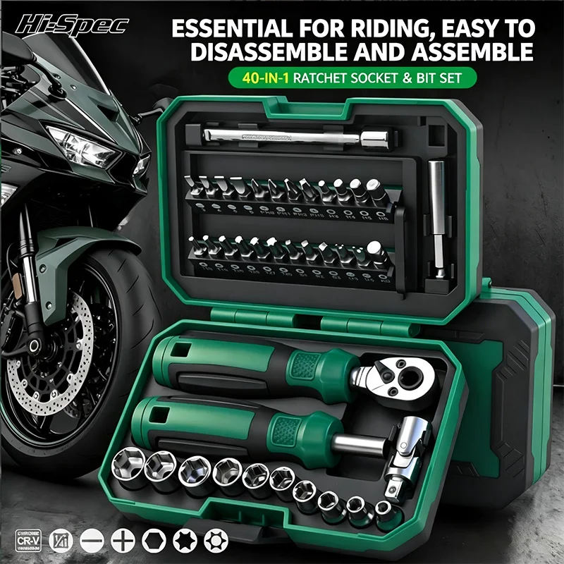 40Pcs Ratchet Wrench Screwdriver Set, High Hardness, Wear-resistant Durable Multifunctional Repair Tool Box