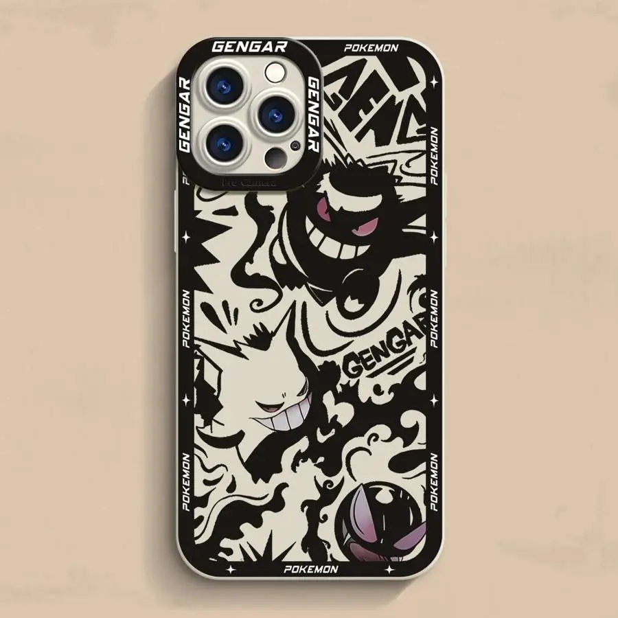 Phone Case for Apple iPhone 13 16 15  Pro Max 14 13 Pro 11 12 14 Plus Soft TPU Pokemons Mewtwo Gengar