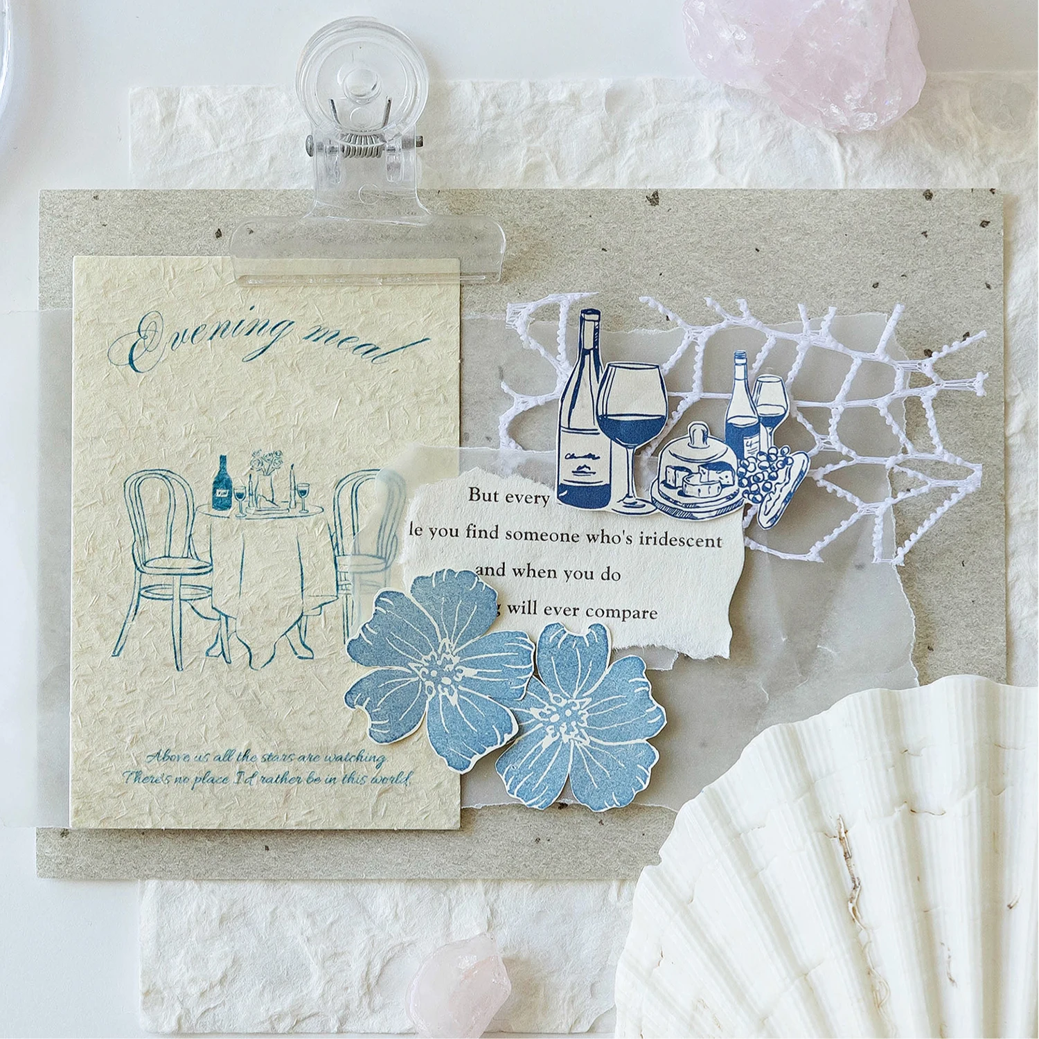 30pcs Light Retro Material Background Decoration  Sticker DIY Scrapbook Writing Paper Office School Stationery Decor Junk Journa