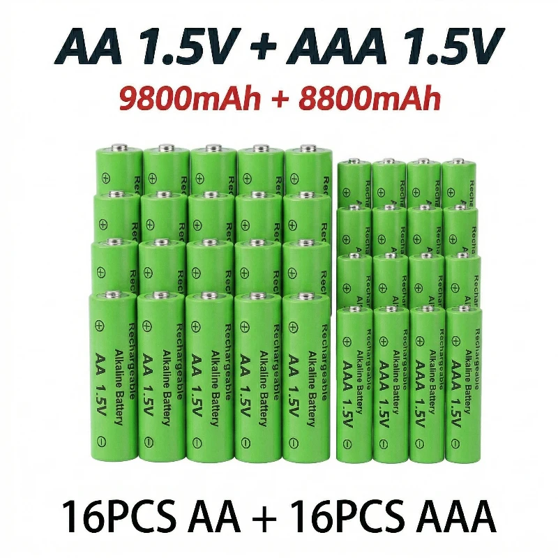 Original 1.5V AA AAA Rechargeable Battery Pack 9800mAh 8800mAh With USB Charger For Digital Camera Toy Clock Video Game