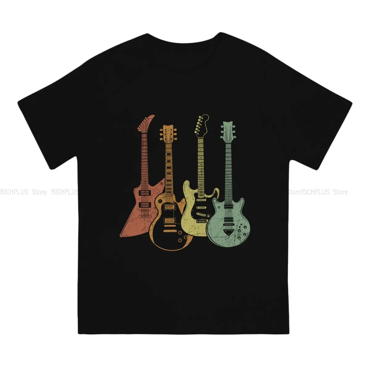 Guitarist Colorful Musical Instruments Guitars TShirt For Male Music Art Clothing Style Polyester T Shirt Comfortable