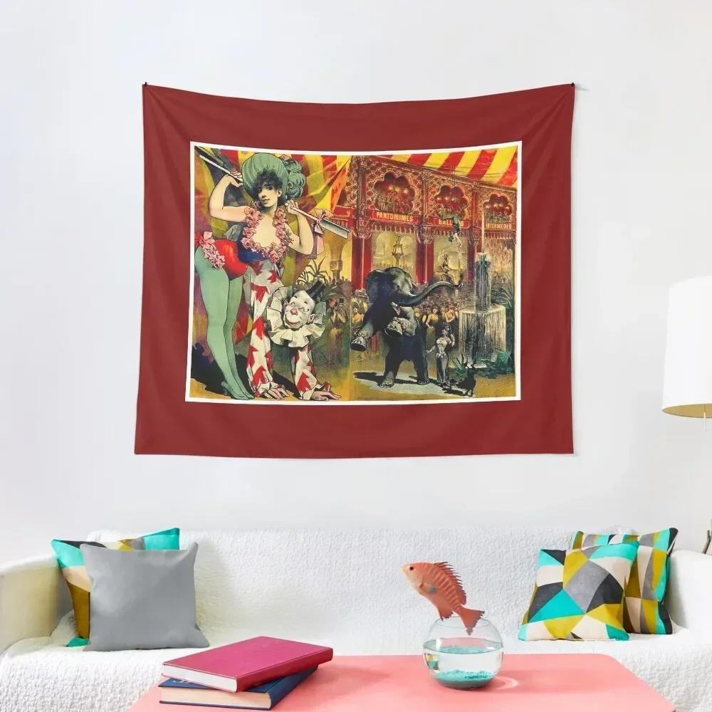 

CIRCUS : Vintage 1890 Circus Advertising Print Tapestry Cute Decor Carpet On The Wall Home And Comfort Decor Tapestry