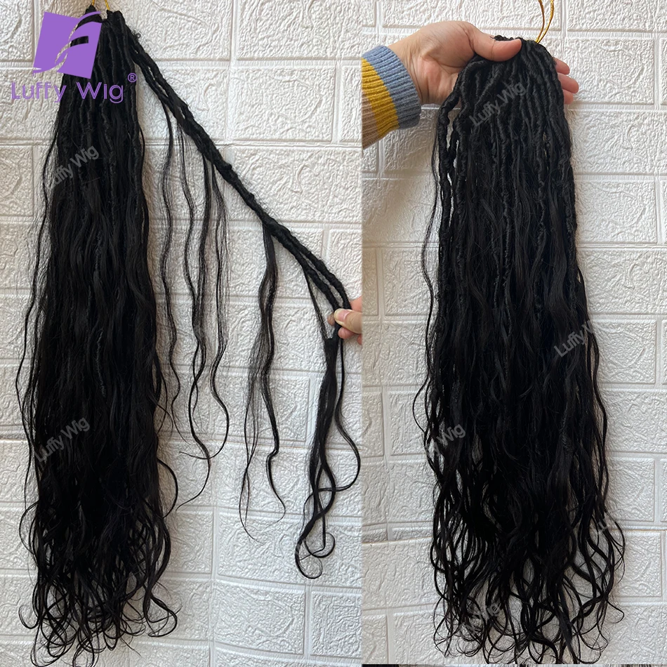 Body Wave Gehaakte Boho Locs Met Mensenhaar Krullen Pre-Lused Synthetische Dreadlocks Vlechten Hair Extensions Voor Zwarte Vrouwen Luffy