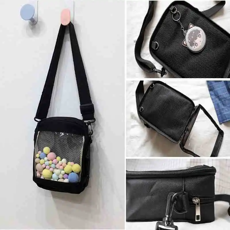 Japanese transparent small square pain bag diagonal ita bag one shoulder portable canvas baby bag casual wild fashion handbag