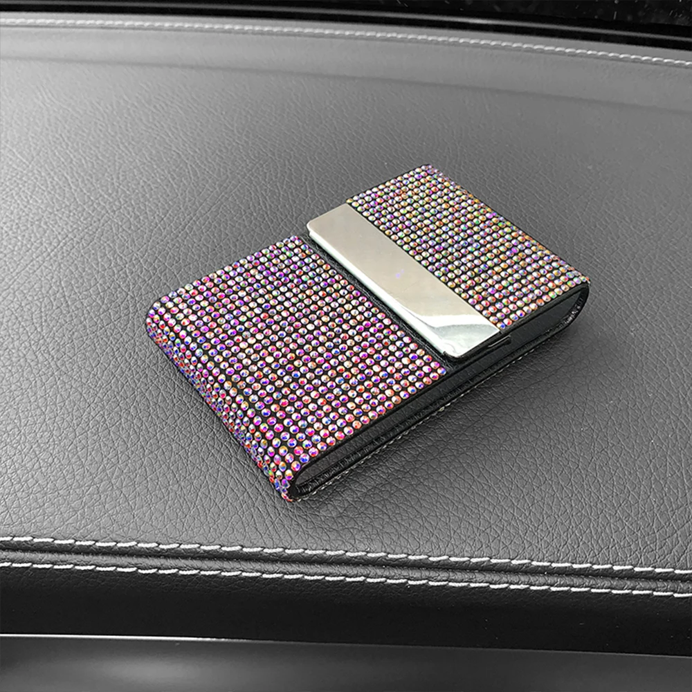 Diamond Driver License Card Holder For Car Driving License Credit Card Storage Interior Flip Ladies Girls Car Bling Accessories