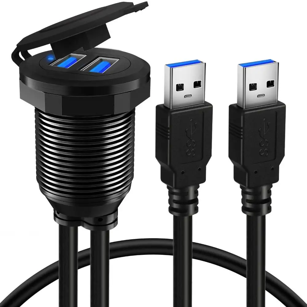 cabo-de-extensao-macho-para-femea-a-prova-d'Agua-para-painel-de-carro-usb-30-para-caminhao-barco-e-moto
