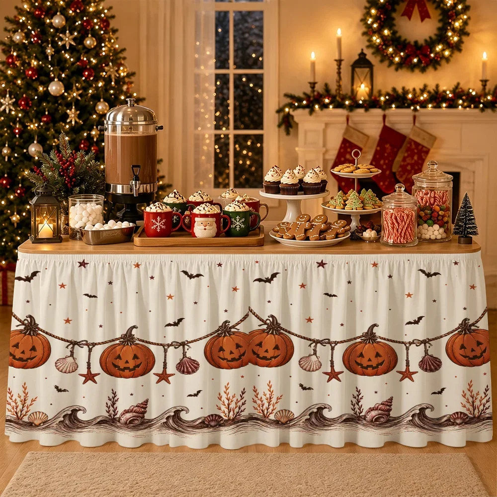 Halloween pumpkin garland table runner, party buffet table decoration, autumn Halloween home decoration