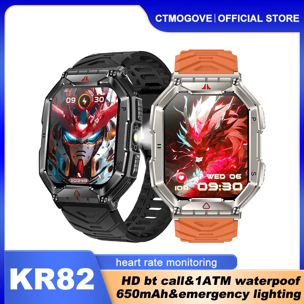 

KR82 Smartwatch Men Bluetooth Call Fitness Tracker Compass Altitude Barometer 650mAh smartwatch