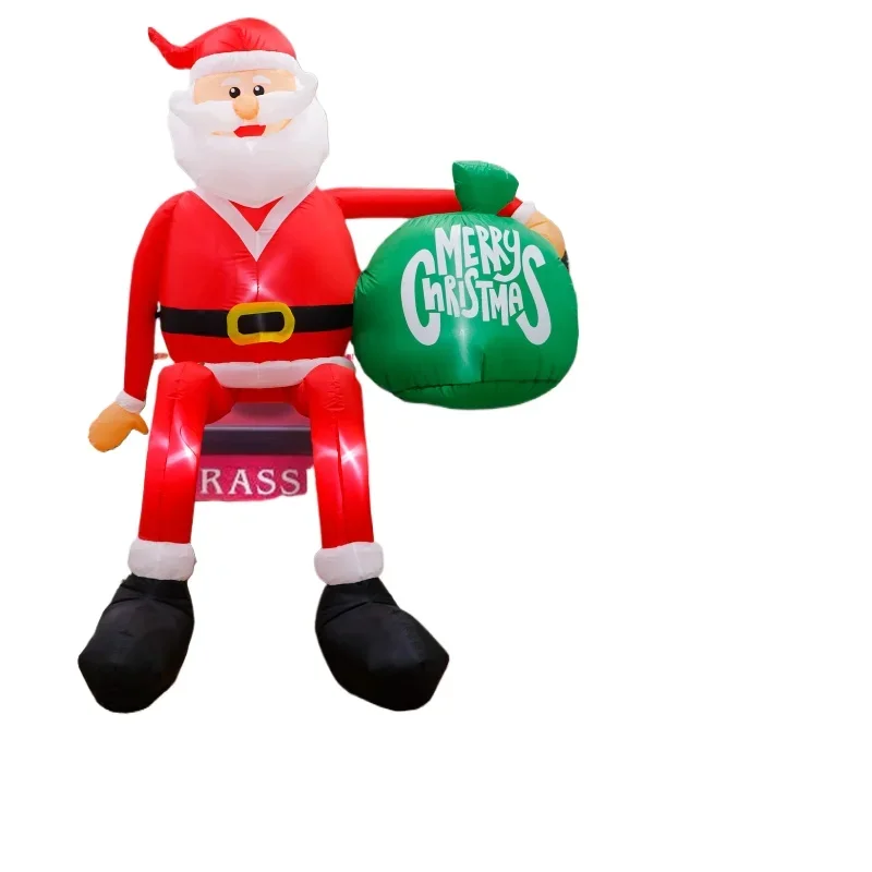 

Garden ornament roof LED Christmas inflatable decoration sitting Santa air mold LED luminous