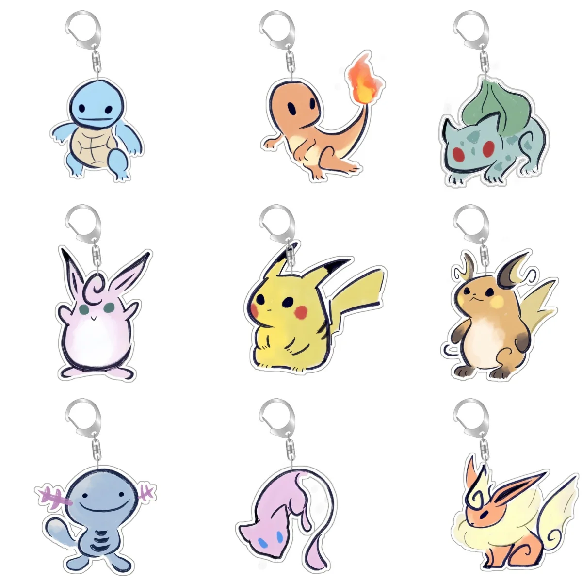 Pokemon Wooper Charmander Squirtle Bulbasaur Mew Self Made Acrylic Keychain Pendant Anime Classics Game Collection Toy Gift