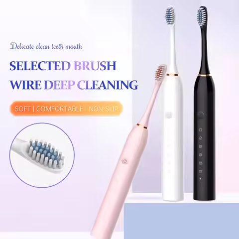 Sonic Electric Toothbrush for Adults IPX7 Waterproof DuPont Brush Head USB Rechargeable High Frequency Cleaning 6 Cleaning Modes
