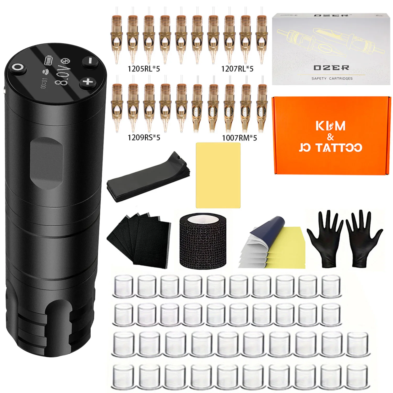 Ensemble de stylos à tatouer sans fil, machine à tatouer, batterie Li, capacité de 1500mAh, maquillage en continu, fournitures de tatouage