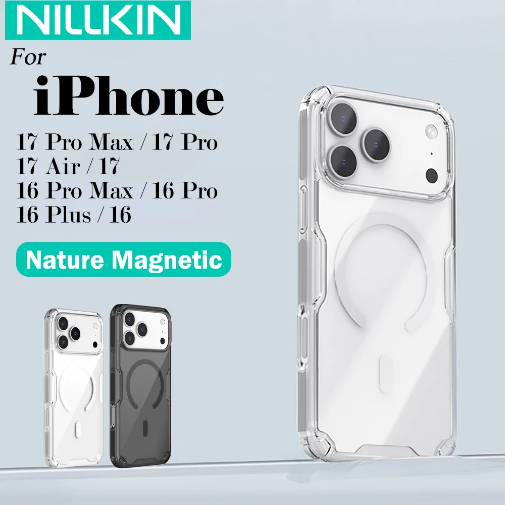 Nillkin para iPhone 17 Pro Max 17 Air 16 Pro Max 17Pro 16Pro Nature Pro funda de teléfono con marco de TPU transparente magnético