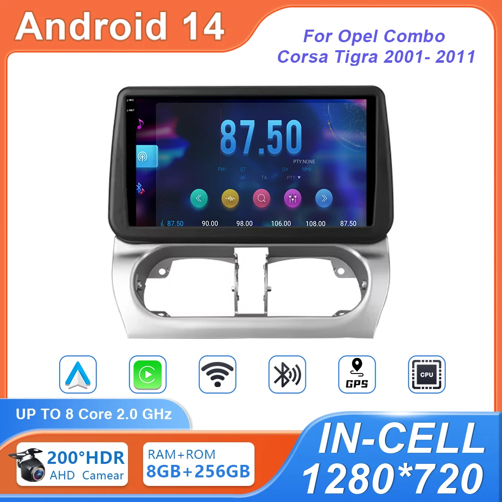 Android 14 Car For Opel Combo Corsa Tigra 2001 - 2009 2010 2011 Auto Radio GPS Multimedia Stereo Navigation No 2din DVD 5G WIFI