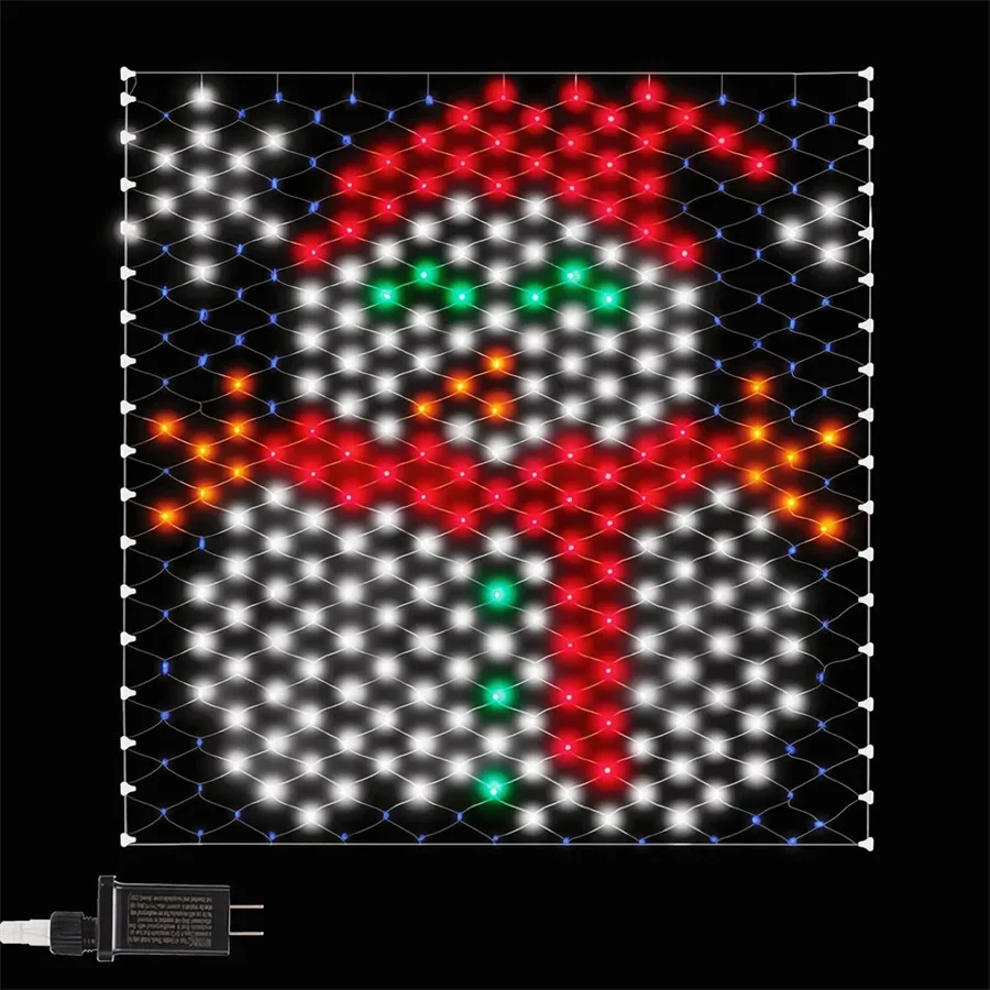 Thrisdar 1.3x1.2m boneco de neve led net malha luzes da corda fadas 320 leds papai noel led net luz para casamento jardim gramado decoração