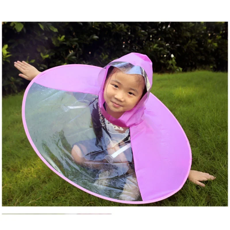 Cute Kids Raincoat Cartoon Duck Children Rain Poncho UFO Shape Kids Rain Coat Outdoor Boy Girl Rain Jacket Windbreaker Umbrella