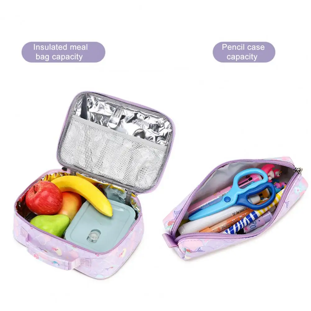 

Outdoor Activities Backpack Mermaid Print School Bag Set with Insulated Lunch Box Pencil Bags Capacity Backpack for Teens