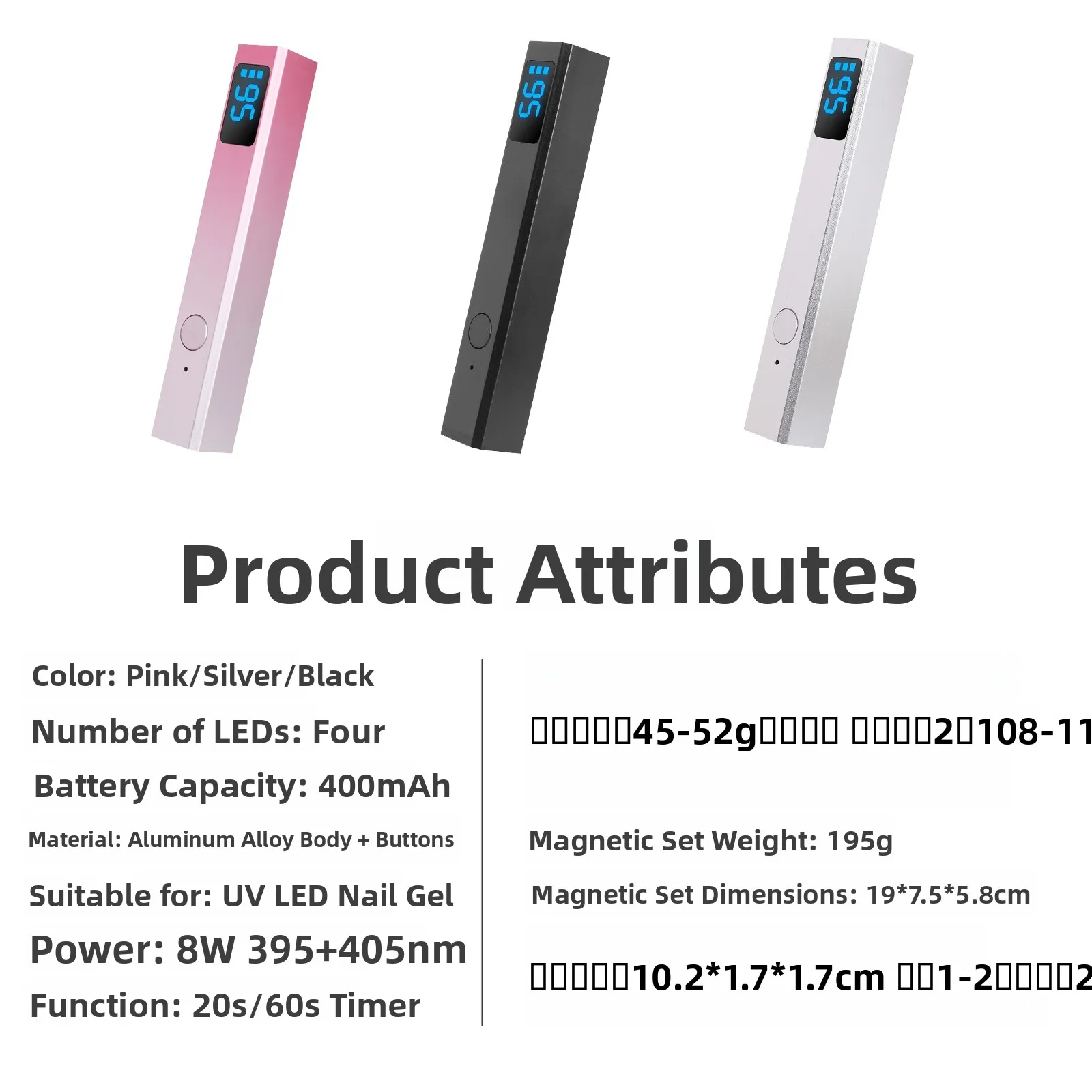 Handheld UV-nagellamp Alles-in-één sneldrogende mini-nagellakolielamp Draagbare magnetische standaard voor gellak Fototherapie