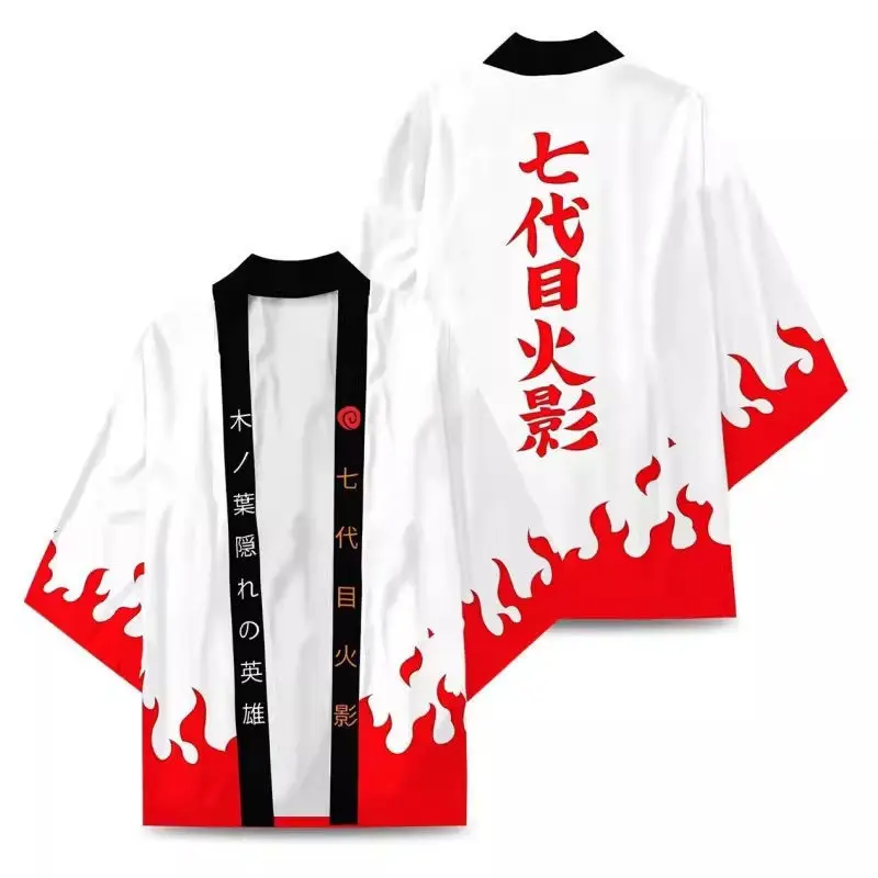 Naruto Anime Seventh Konoha Hokage Kurama Uchiha Sharingan Symbol Kimono Cloak Cosplay Costumes Haori Cardigan Jacket Pajamas