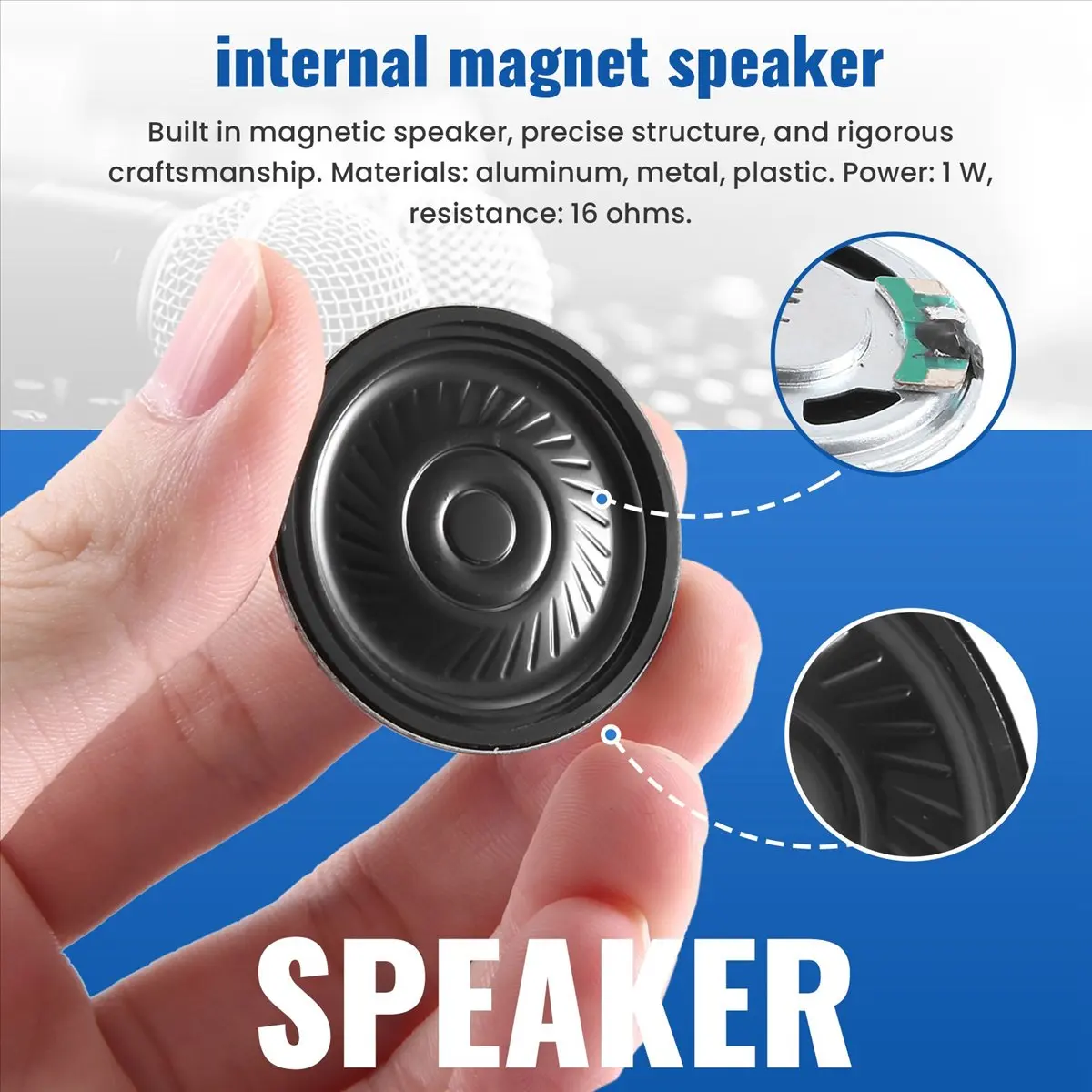 AT42 36mm 16 Ohm 1W aluminum housing internal magnet speaker