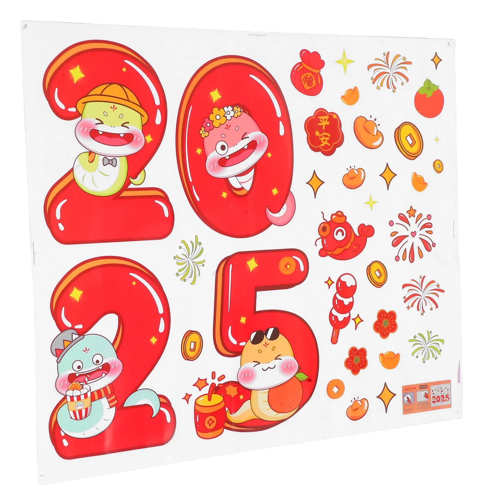 2025 Year of The Snake Window Clings Chinese New Year Cartoon Stickers Spring Festival Door Window Decals Festive Glass