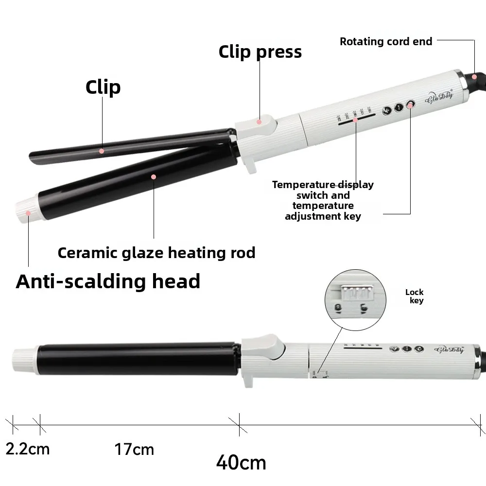 

Temperature Control Curling Wand Manual Rotating Hair Curler Big Wave Egg Roll Hair Styling Iron