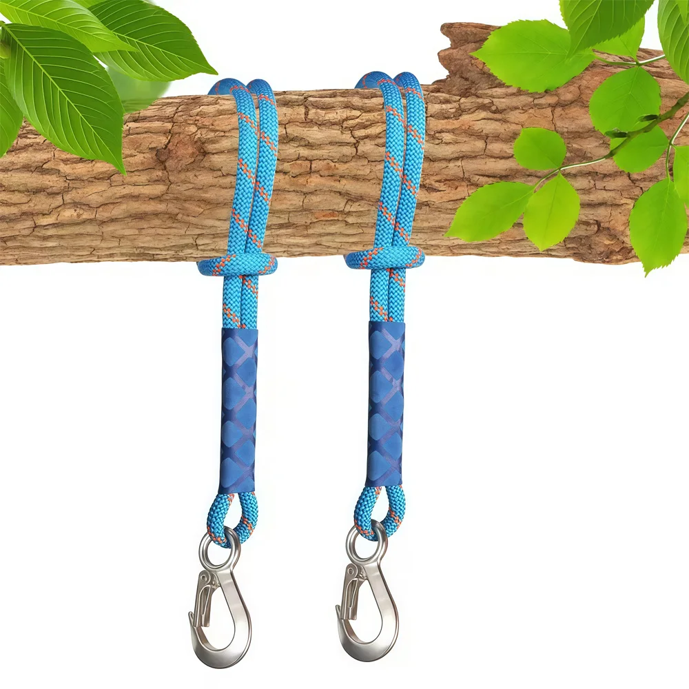 Heavy Duty Nylon Sling with Metal Hook - Wear-resistant - Suitable for Outdoor Hammocks, Tree Swings, and Patio Chairs