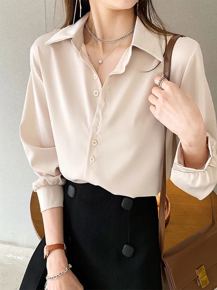 

plus Size Women's Chiffon Shirt Inner Wear Layering Top Spring Summer Autumn Professional Outfit Collar Long Sleeve Stra...