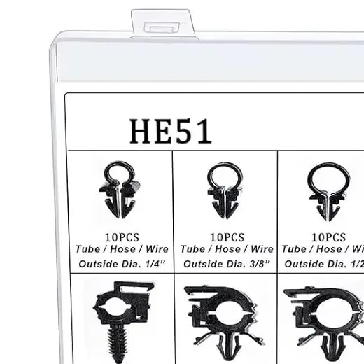 200pcs Push Mount Cable Tie Assortment for Automotive Wire Routing Including Harness Securing and Cable Bundling Tasks