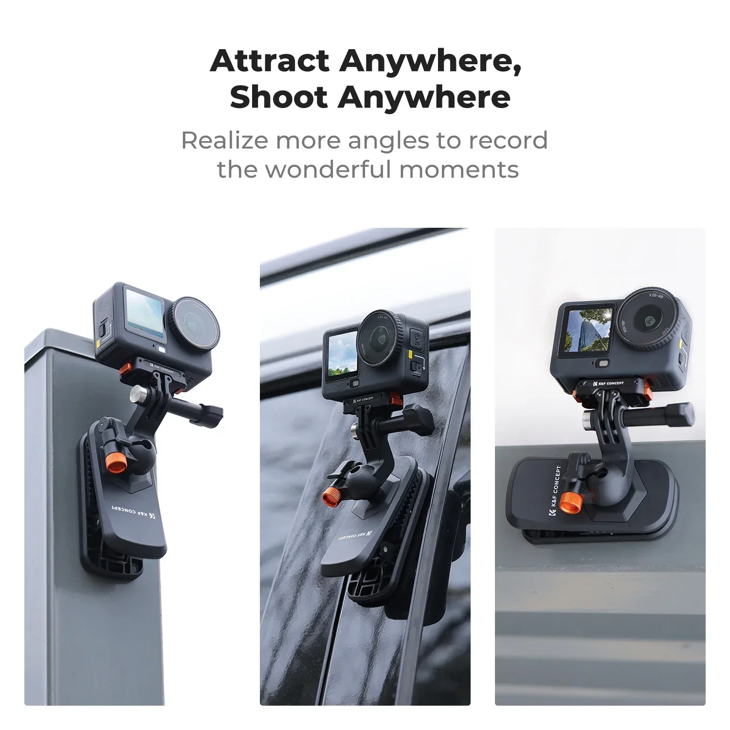 K&F CONCEPT Magnetyczny uchwyt z klipsem do plecaka dla DJI Osmo Action 5 Pro 4 3 Wszystkie GoPro Hero Insta360 X5/4/3 Obrót 180° Szybkie odczepienie — zdjęcie produktu 4