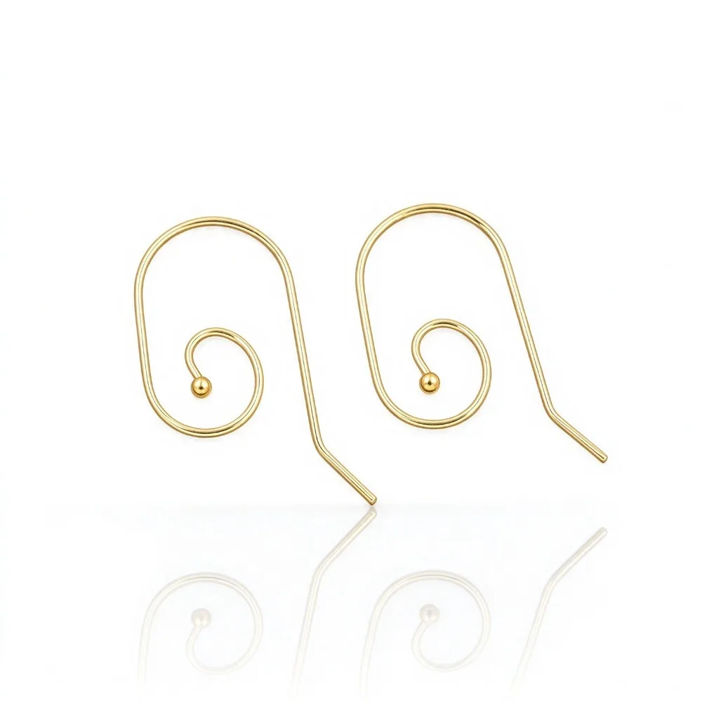 20pairs 14K Gold Plated Spiral Ear Hooks with Beads Universal DIY Earring Findings for Jewelry Making