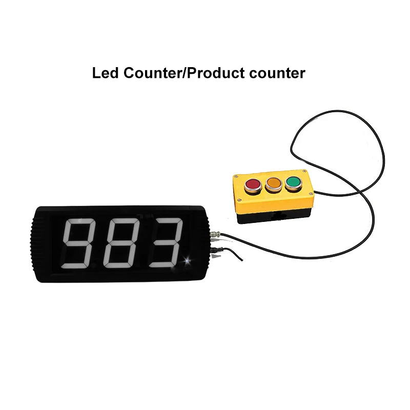 LED Digital Counter with Red Display, Panel Counter, Meter with Cable, 3 Digit, 0-999, Up, Down Plus, Minus