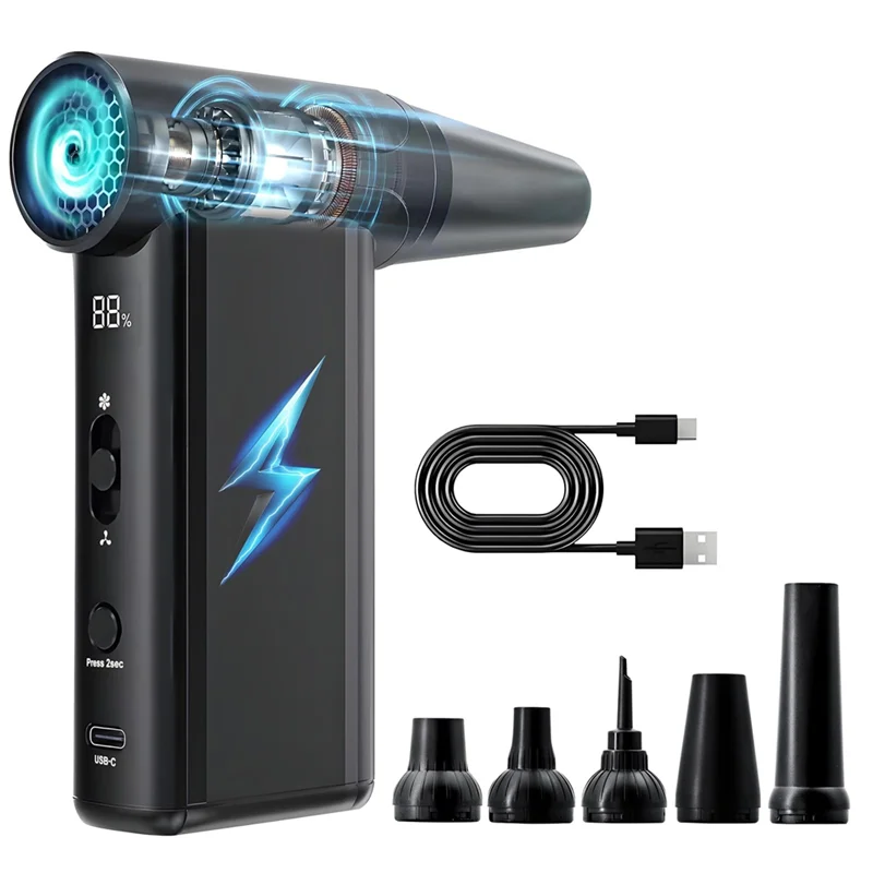B51CNEW! Powerful 130000RPM Fan, Cordless Compressed Air Duster For Car And Home Electronics Cleaning