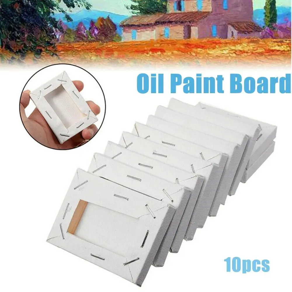 10pcs Blank White Stretched For Primed Oil Acrylic Paint Painting Supplies Frame Artist Canvas Oil Paint Board