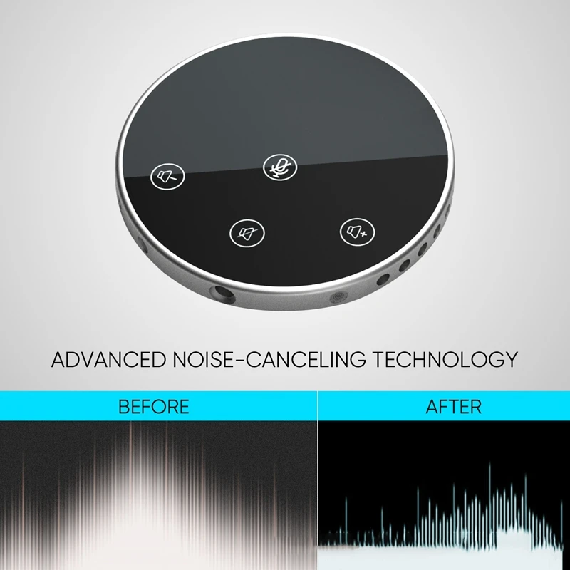Microfone de conferência USB com alto-falante, alto-falantes, botões de contato do sensor, volume mudo