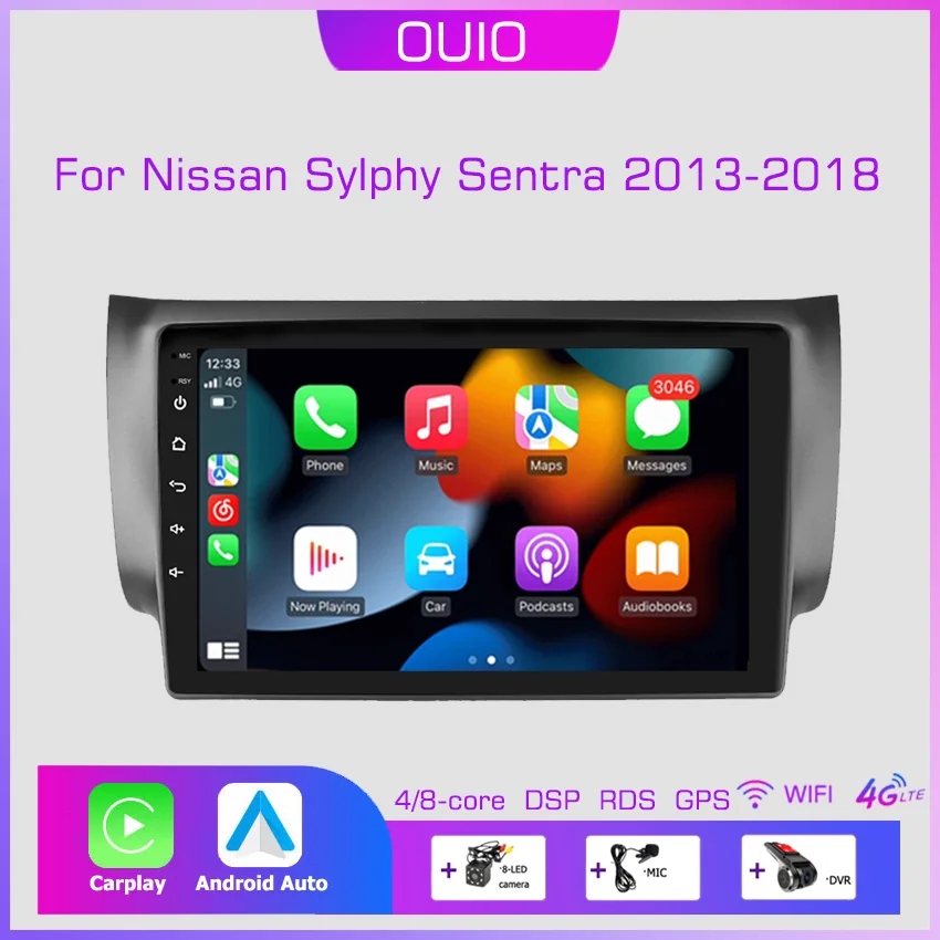 

8GB+128GB Android 13 radio For Nissan Sylphy B17 Sentra 12 2013-2018 Car stereo Multimedia Player Carplay Auto GPS Navigation