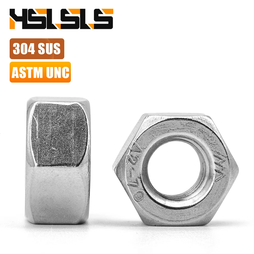 20-50pcs SAE Hexagon Nuts UNC UNF 304 Stainless Steel UNC 2# 4# 5# 6# 8# 10# 12# UNF 10# Allen nut For Bolts Machinery Furniture