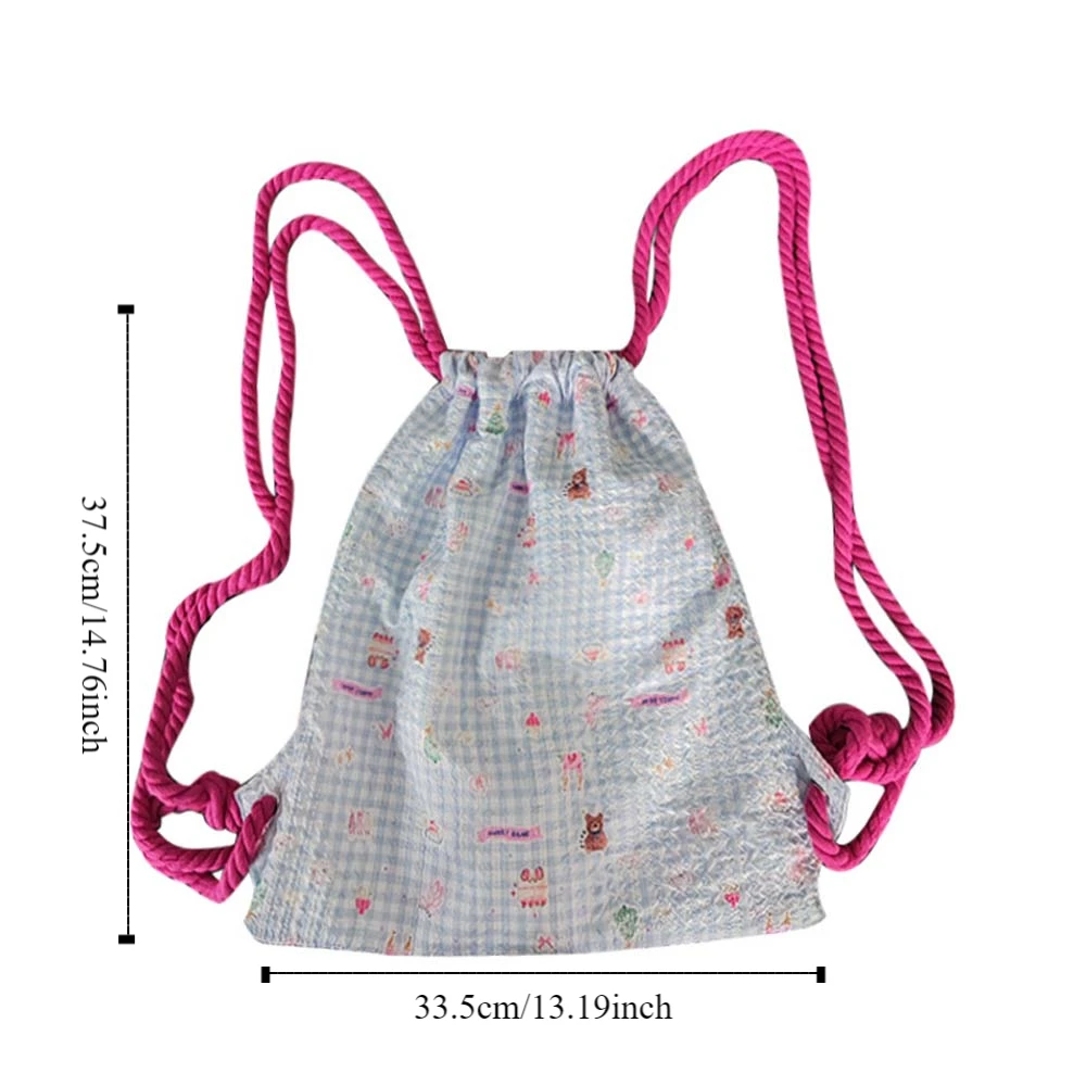 Portable Cartoon Cat Cartoon Backpack Puppy Large Capacity Bubble Cloth Drawstring Bag Strip Handheld Bag Shoulder Bag Girls