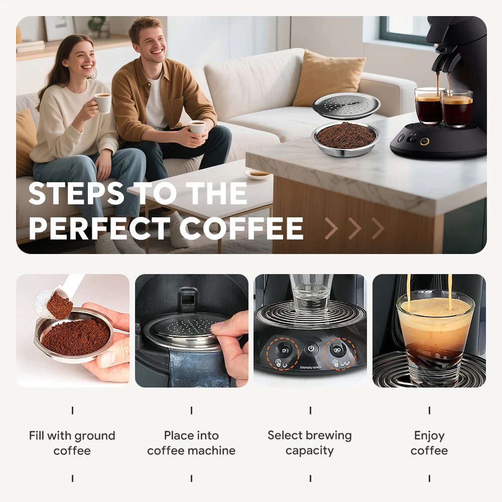 for Senseo Coffee Capsule Stainless Steel Coffee Filter Pod Reusable Coffee Maker Filter Espresso Crema Maker