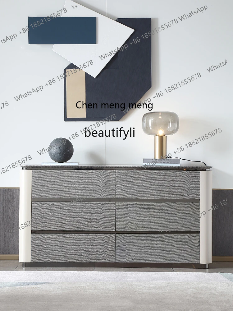 New arrive Italian light luxury bedroom storage bedside cabinet solid wood simple TV high cabinet chest