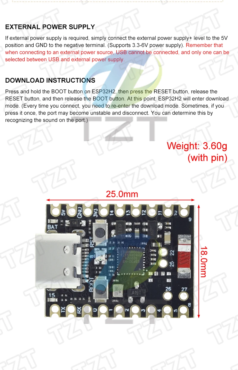 ESP32-C3-Zero ESP32-S3-Zero ESP32-C6 ESP32-H2 ESP32 SuperMini WiFi + Bluetooth ESP32 Entwicklungsboard ESP32 C3 S3 Erweiterungsplatine – Detail 14