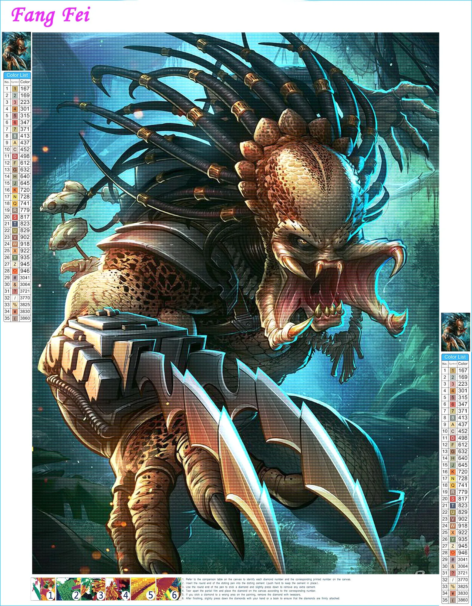 Predator Film Diamond Rhinestones Painting Horror Movie Series Cross Stitch Embroidery Picture Mosaic Bead Full Drill Home Decor