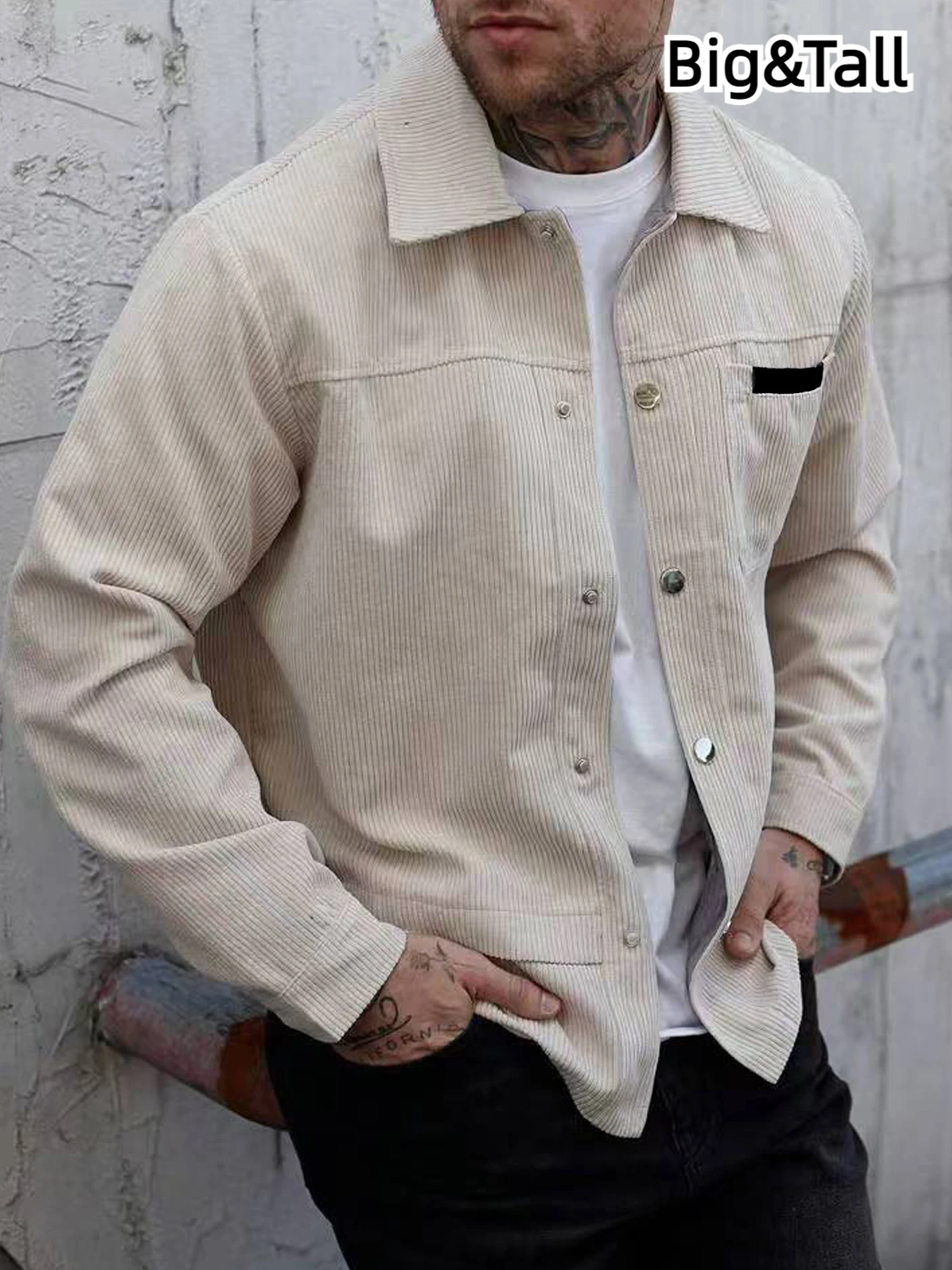 

Autumn and Winter Men's Large Size Casual Shirts, Fashionable and Versatile Button Placket Corduroy Fabrics, Thick Quality Men's Tops, Jackets, Plus Fat and Size, Suitable for Going Out, Casual Office Wear