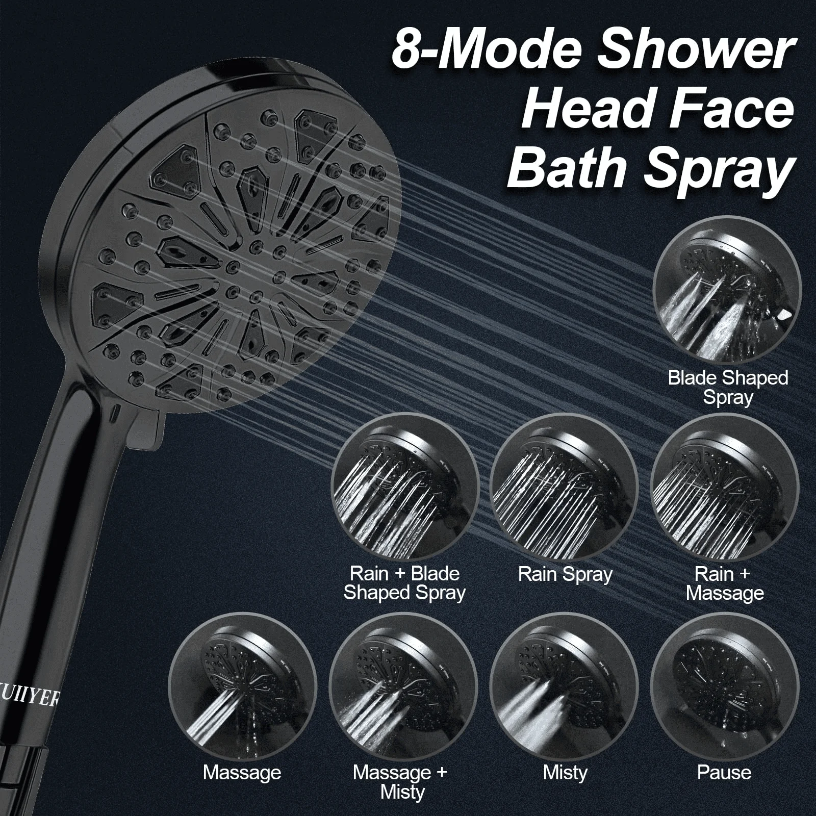 10-Mode 5.1”High Pressure Shower Head with Handheld (5 Ft Steel Long Hose/ Detachable Brass Holder/ Anti-Clog