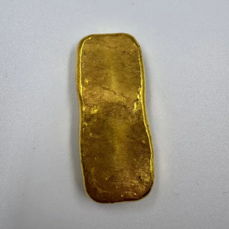 Small yellow fish-shaped ancient copper bars, coins, ingots, gold bricks, brass artifacts for collecting